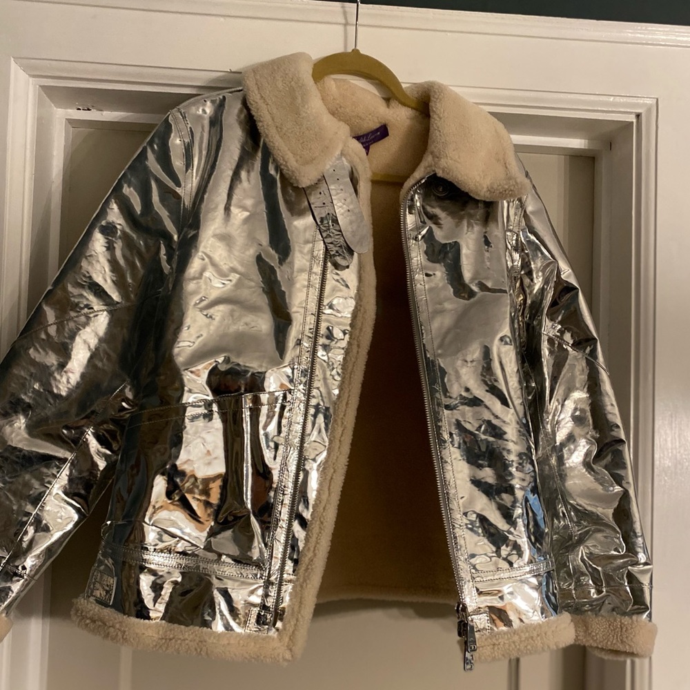 Ralph Lauren purple label silver Sherpa jacket
